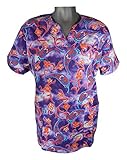 Plus Size Women's Fashion Print Medical Scrub Uniform Top with Pockets