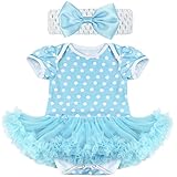 iiniim Toddler Baby Girls Polka Dot Tutu Romper Bodysuit with Headband Dress Up Outfit Set