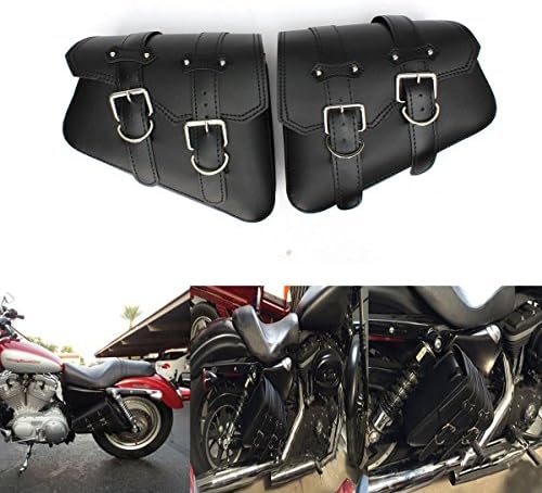 1 Pair Black Motorcycle PU Leather Right Solo Side Swing Arm Saddle Bag For Sportster XL 883 XL1200