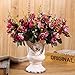 Luyue 7 Branch 21 Heads Artificial Rose Flowers Bouquet Fake Silk Mini Roses Wedding Floral Decor Bouquet, Pack of 2(Rose Coffee)