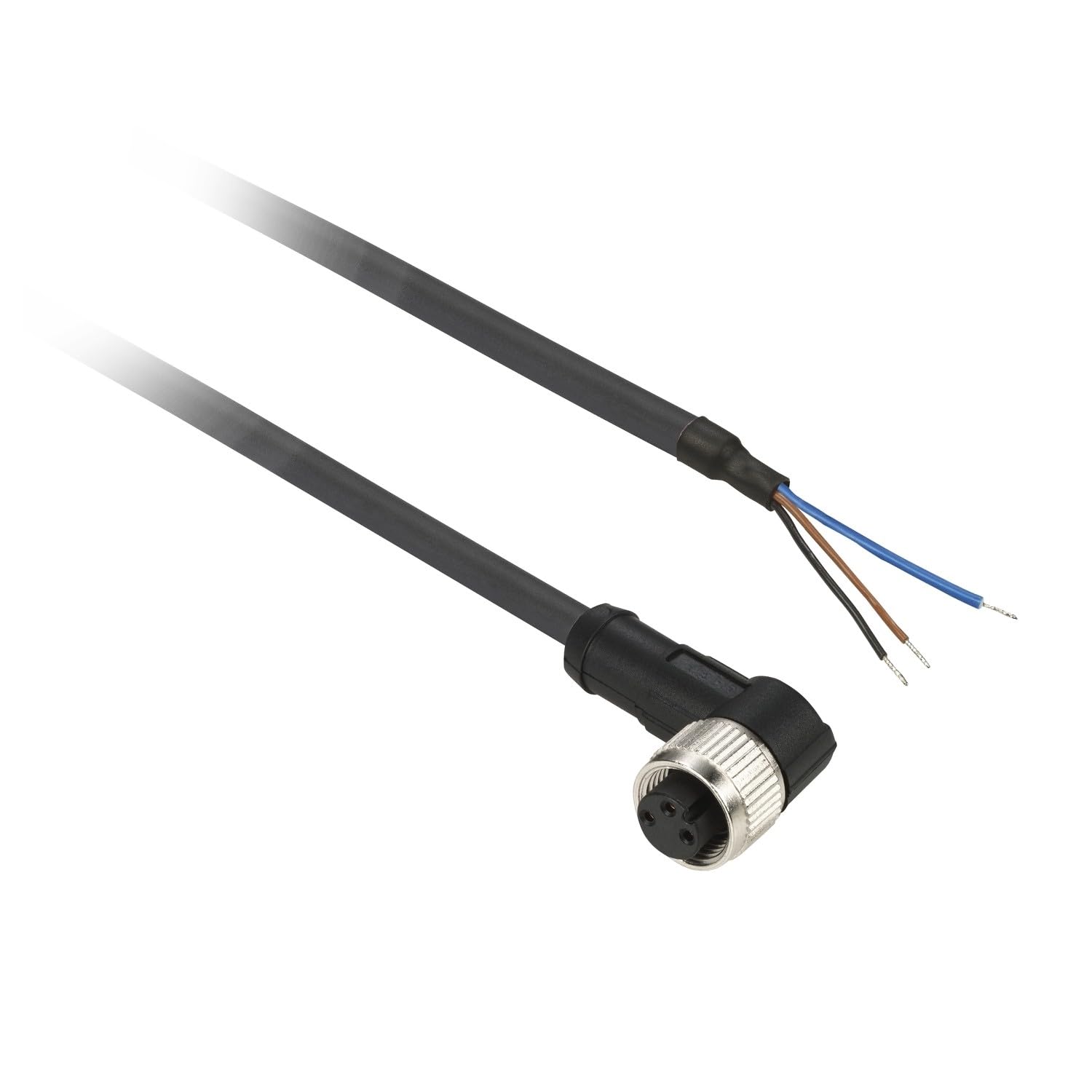 Telemecanique OsiSense XU - Elbow Female Cable Connector with 5 m Cable, M8, 3 Pins, 4 A, 60-75 V AC/DC, XZCP0666L5, Black โ image 1