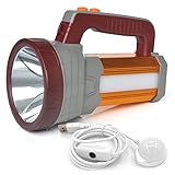 BIGSUN 2018 Super Bright LED Searchlight USB Rechargeable Outdoor Spotlight 15600 Mah 6000 Lumens Flashlight Portable Handheld Multi-Functio, Yellow