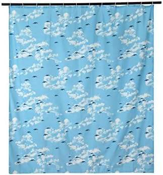 Melo Rossa Water Repellent Shower Curtains Polyester Fabric Curtain Sets With Plastic Hooks Flying Birds And Clouds Blue Sky Theme Waterproof Mold Mildew And Soap Resistant (70" W By 78" L, 10A1)