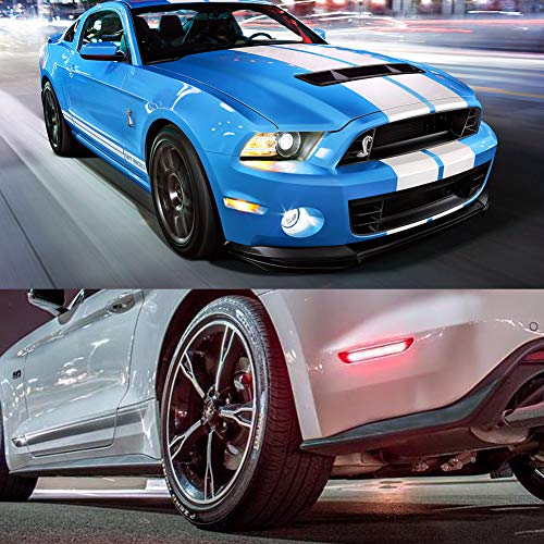GTINTHEBOX Smoked Lens Amber/Red Front Rear Full LED Side Marker Light for 2010-2014 Ford Mustang,Replace OEM Sidemarker Lamps (Front: Amber, Rear: Red)