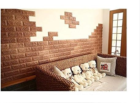 Sampada PE Foam Wall Stickers 3D Wallpaper DIY Wall Decor Stickers-DH006 RED Brown (WD-08) (75cm * 66cm)