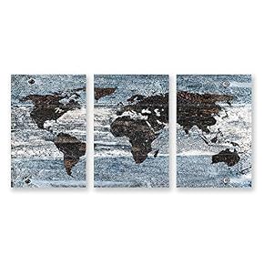wall26 3 Panel Canvas Wall Art World Map...