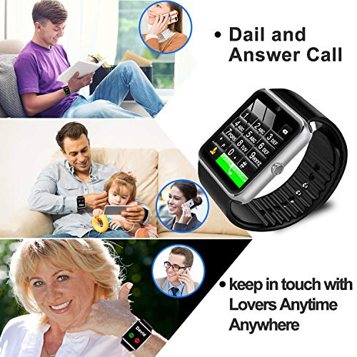 [Free SIM Card 8GB TF Card] Android Smart Watch for Men Women, Touch Screen Smart Watches Phone with Music Player Camera Pedometer Calendar, Back to School Summer Birthday Gifts - Thumbnail 4