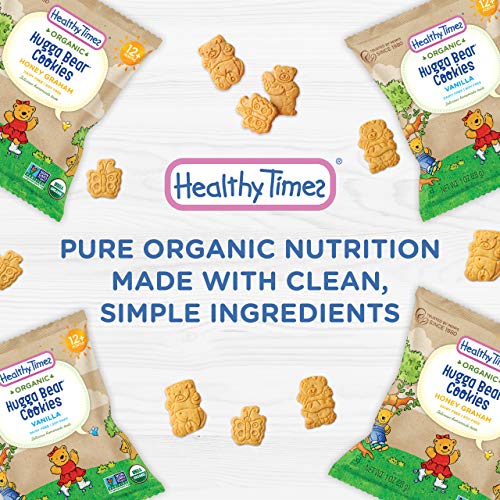 Healthy Times Organic Hugga Bear Snack Pack Cookies for Kids, Vanilla & Honey Graham Variety Pack | For Toddlers, 12 Months and Older | 1 Oz. Bag, 24 Count - Thumbnail 2