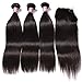 Unice Malaysian Straight Hair 3 Bundles with Free Part Lace Closure 100% Unprocessed Virgin Human Hair Extensions Natural Color 100g/pc (16 18 20+14Closure)