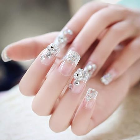 Amazon Xutxzka 24個のラインストーンの偽の爪透明なスクエアフルショートフェイクネイル Xutxzka アクリルネイル用ツール 通販