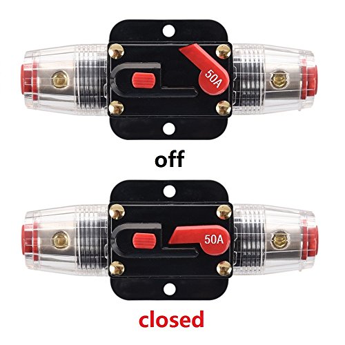 ANJOSHI Fuse Holders 50amp 20-300A Inline Circuit Breaker for Car Audio and Amps Overload Protection Reset Fuse Inverter 12V-24V DC Replace Fuses