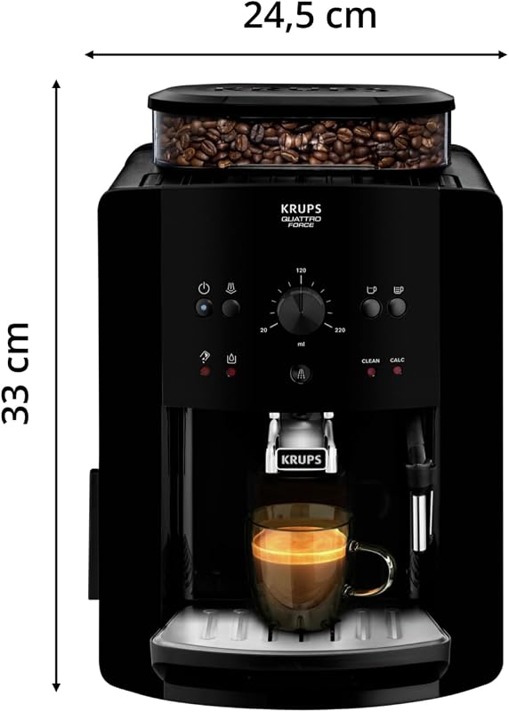 Krups roma ea810870 - cafeteira superautomática, 15 barras, moedor de café cônico metálico, com seleção de quantidade e intensidade de café, bico vapor, 2 bicos, inclui kit de limpeza