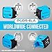 Travel Adapter, PORS-ELA Universal International Power Adapter with 2 USB Ports and European Plug Adapter, Good for Cell Phone Laptop in Over 150 Countries, Blue