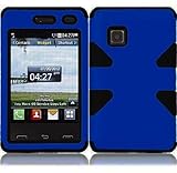 Importer520 Dynamic Hybrid Tuff Hard Case Snap On Phone Silicone Cover Case For LG 840G LG840G TracFone, StraightTalk, Net (Blue / Black)
