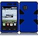 Importer520 Dynamic Hybrid Tuff Hard Case Snap On Phone Silicone Cover Case For LG 840G LG840G TracFone, StraightTalk, Net (Blue / Black)