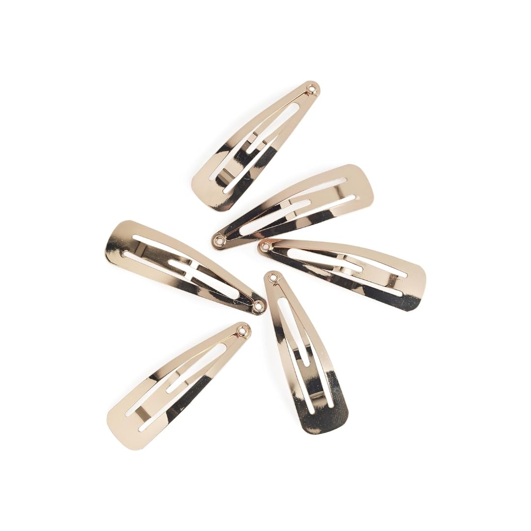 Manicare 6 Gold Snap Clips, Metallic Sleepies, Snag Free, Non-Slip Hair Grips, Metal Hair Barrettes, Hair Accessories, Beauty Accessory, Hair Slides For Sectioning, Decorating And Holding Back Hair