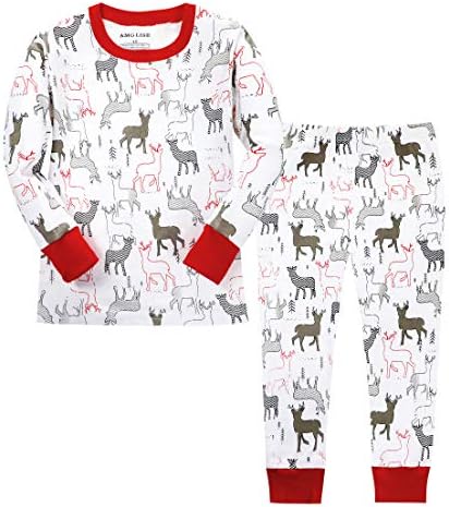 AMGLISE Boys Girls Cotton Christmas Pajamas Set Kids PJS Toddler Sleepwear