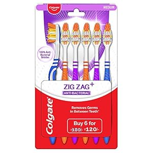 Colgate ZigZag Anti-Bacterial Toothbrush – Medium (Pack of 6)