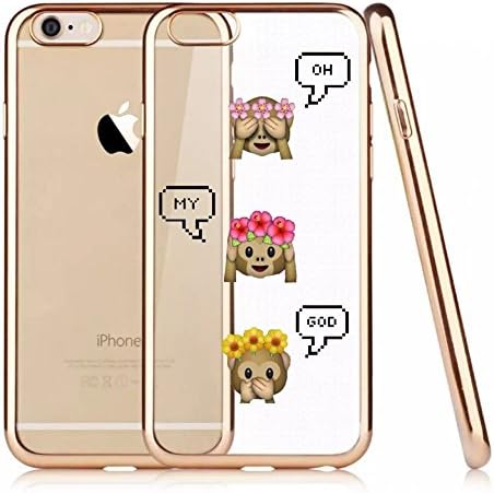 iPhone 6s Case,Bailun New Thin Electroplating TPU Clear Soft Flexible Scratch-Proof Transparent Protective Monkeys Emoji Case For iPhone 6/6s (4.7-Inch)