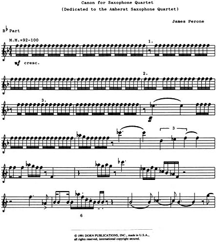 Canon for Saxophone Quartet by James Perone