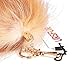 URSFUR 17 inches Real Fox Tail Keychain Cosplay Fur Toy Handbag Accessories Golden Key Chain Ring Hook Tassels
