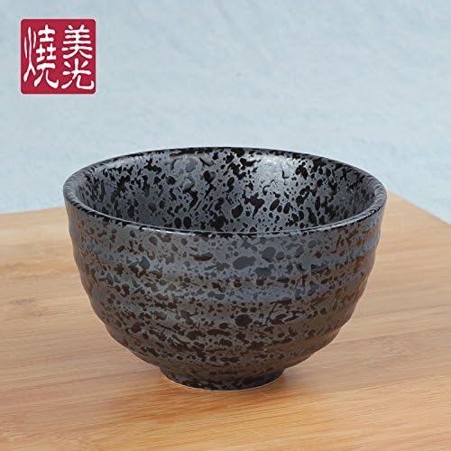 YUWANW Ceramic Tableware, Small Bowl, Rice Bowl, Porcelain Bowl, Korean Bowl, 4.5 Inch Tea Bowl,Black Stone And Ink Splashing