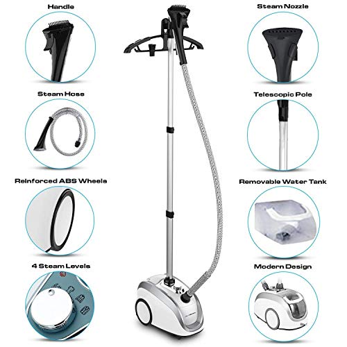 PurSteam - 2019 Official Partner of Fashion - Full Size Steamer for Clothes, Garments, Fabric - Professional Heavy Duty - 4 Steam Levels Producing Perfect Continuous Steam - Thumbnail 4