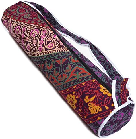 Handmade Mandala Cotton Yoga Mat Bag with Shoulder Strap (Violet)