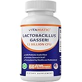 Vitamatic Lactobacillus Gasseri - 12 Billion per DR Capsule - 60 Count - Digestive Support - Made with Prebiotic Inulin Fiber