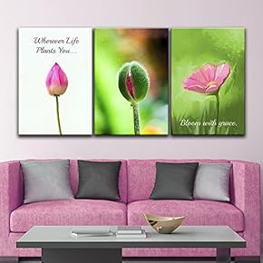 3 Panel Flower Bud and Flower with Inspirational Quotes Gallery 16 x24 x 3 Panels