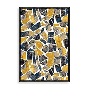 Framed Canvas Home Artwork Decoration Golden Abstract Art Canvas Wall Art for Living Room, Bedroom - 16x24 inches