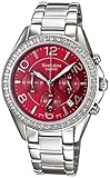 Casio Women's Sheen SHE5022D-4A Silver Stainless-Steel Quartz Watch with Red Dial