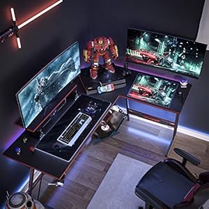 DESINO L Shaped Gaming Desk Computer Corner Desk PC Writing Table Gamer