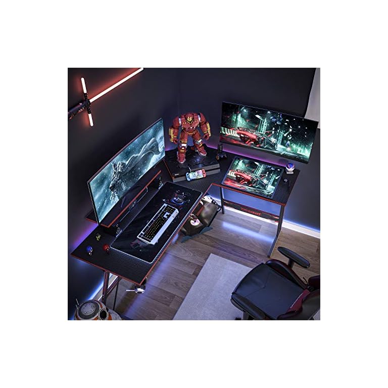 DESINO L Shaped Gaming Desk 59 inch Computer Corner Desk PC Writing