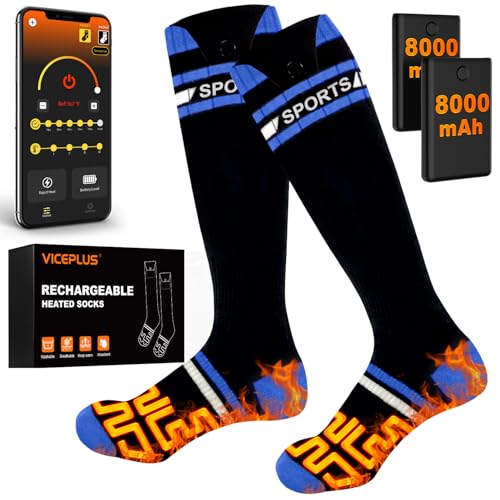 8000mAh*2 Heated Socks for Men Women with App Control,Large-Capacity Rechargeable Battery,360°Heating Warming,Electric Winter Socks,Foot Sole Heating,Foot Warmer for Skiing,Hiking,Hunting,Outdoor