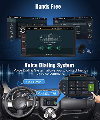 PUMPKIN Android 9.0 Car Stereo Double Din with GPS, WiFi, Android Auto, Support Fastboot, Backup Camera, AUX, USB/SD, 7 inch Touch Screen