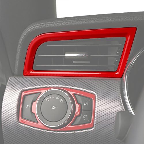 V8 GOD Interior Accessories Dashboard Side A/C Outlet Vent Cover Trim 2pcs for Ford Mustang 2015-2017(Gloss Red)