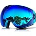 ZIONOR X7 Ski Snowboard Snow Goggles for Men Women Anti-fog UV Protection Spherical Dual Lens Design (VLT 13.67% Blue Frame Revo Blue Lens)