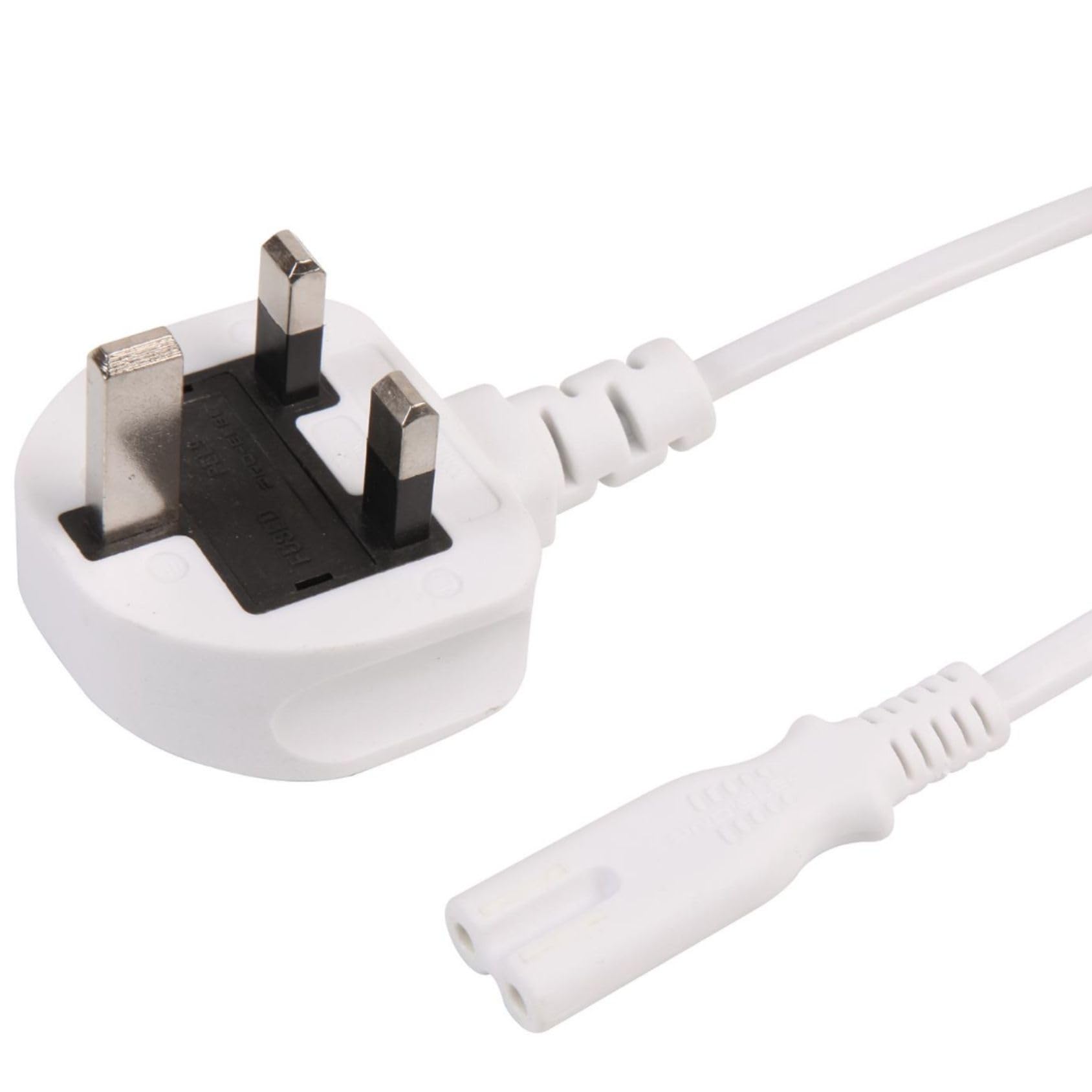 ShaniTech IEC C7 Fig 8 2 Pin Mains Power Cable 3 Metre 3M Lead Figure 8 - White