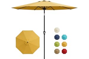 Garvee 9FT Patio Umbrella - Outdoor Table Umbrella with Smooth Crank Lift, Push Button Tilt and 8 Sturdy Ribs - Market Umbrel