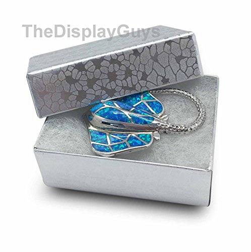 The Display Guys Pack of 25 Cotton Filled Cardboard Paper Silver Jewelry Box Gift Case - Silver Foil (2 1/8x1 5/8x3/4 inches #11)