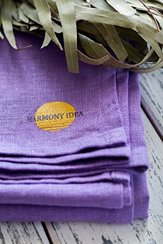 Harmony Idea Organic Soft Linen 100% Flax Bath Towels. Best quick dry Towel for travel, beach and pool. 28" X 58" (Violet)