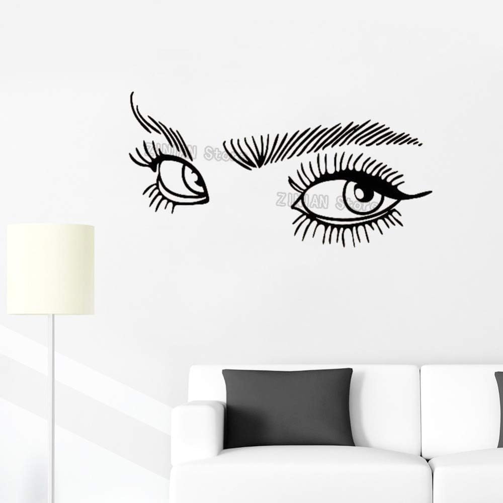 Eyelashes Wall Decal Eyes Vinyl Sticker Beauty Salon Decor Removable