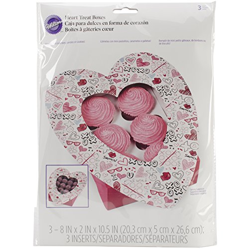 Wilton 415-2800 3 Count Valentine's Day Doodles Heart-Shaped Treat Boxes, Assorted