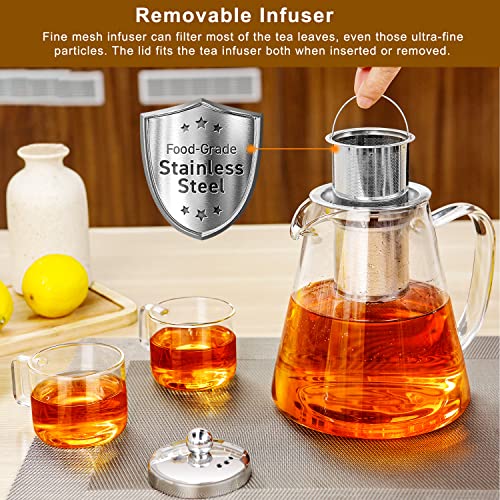 Molgree Glass Teapot with Removable Infuser, 43oz / 1300 ml Stovetop