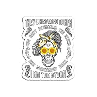 Hand Wooden Customizable Sticker Skull Sunflower I Am The Storm Funny Lover Stickers for Personalize (3 pcs/Pack)