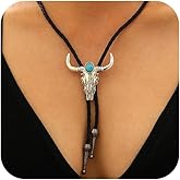 OAOSIOH Retro Black Leather Cow-Head Pendant Necklace for Women, Vintage Western Country Cowboy Cowgirl Choker Necklace Boho Trendy Party Holiday Jewelry Gift