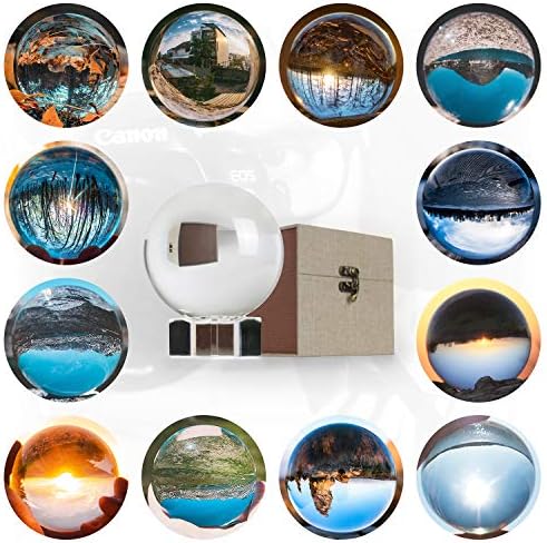 Laix Extra Clear Crystal Ball, K9 Glass Sphere Photography Accessory Lensball Decoration with Stand, Pouch and Box, Fisheye Lens Photo Props Decent Gift Wrapped (80mm / 3.15in) (with_Stand_80)