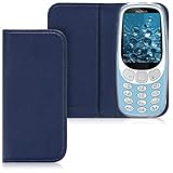 kwmobile Flip Case for Nokia 3310 3G 2017 / 4G 2018 - Smooth PU Leather Slim Folio Cover Protective Phone Holder - Dark Blue