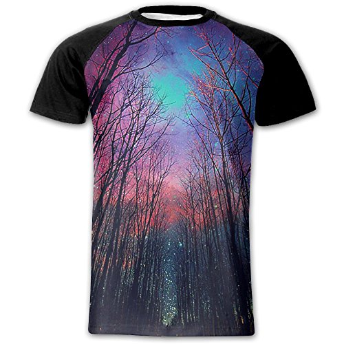 Forest Starry Sky Men 3D Printed T-Shirts Popular Short Sleeve Tees